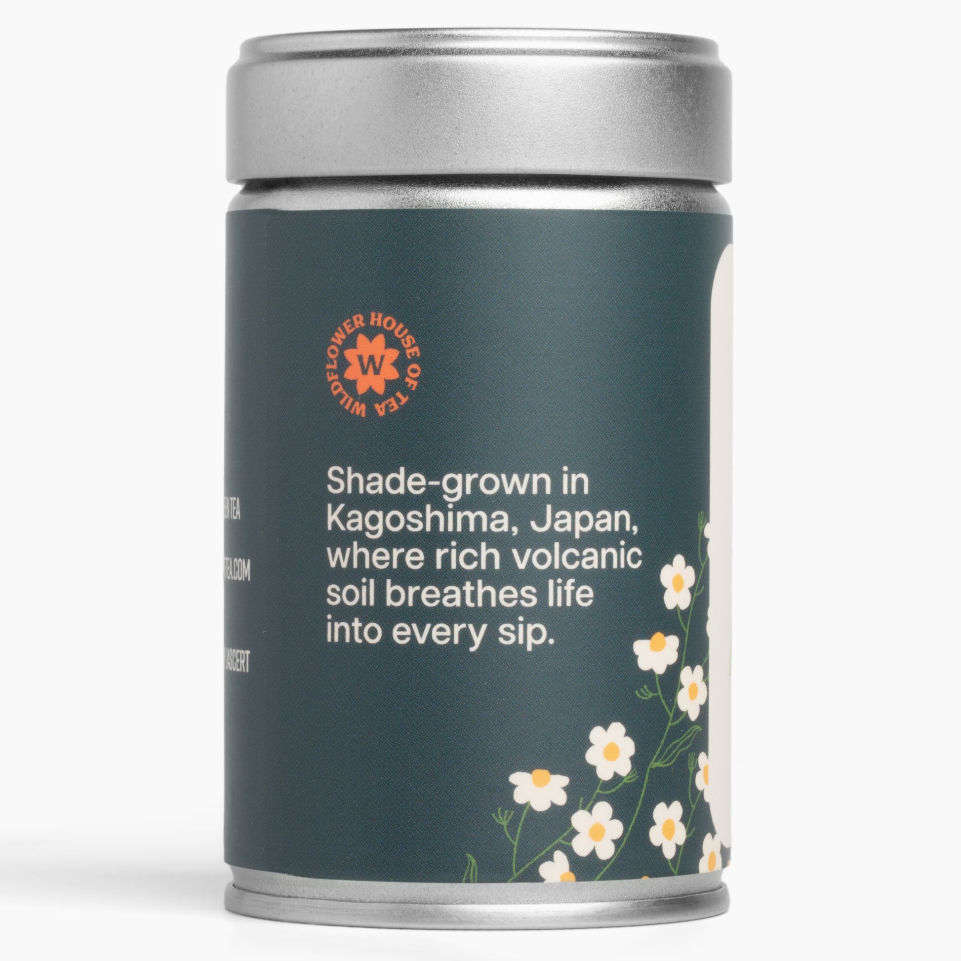 Side of can reading shade-grown in Kagoshima, Japan where rich volcanic soil breathes life into every sip.